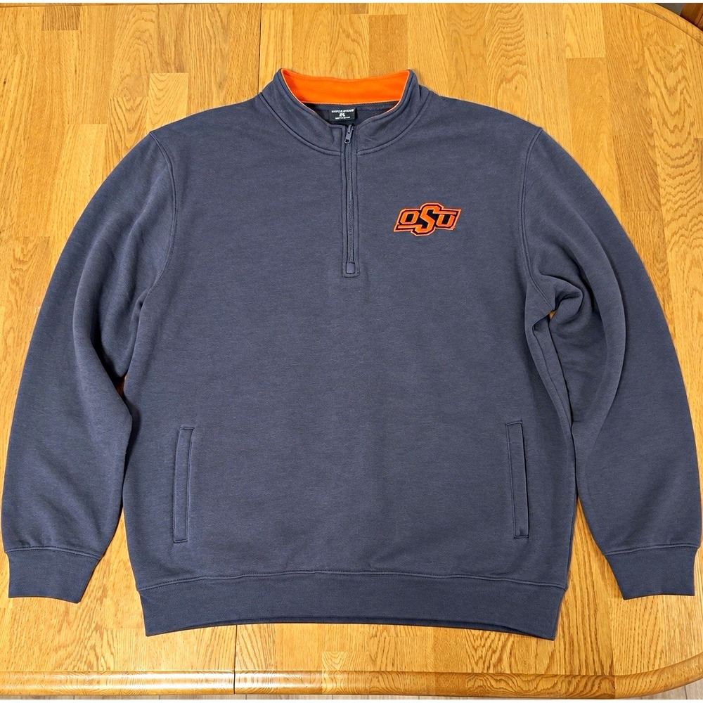 Colosseum Mens OSU Oklahoma State 1/4 Zip Fleece Pullover Charcoal 2XL FFFZ10246